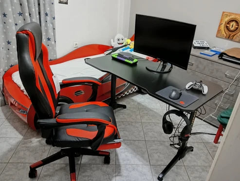 Γραφείο Gaming Ξύλινο Black με Μεταλλικά Πόδια 120x60x75εκ.